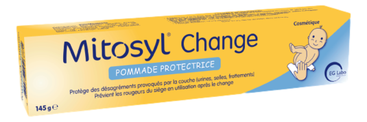 Mytosil Change pommade protectrice soin pour bébé qui vise à prévenir les rougeurs du siège ainsi que les sensations d'inconfort, en particulier les irritations